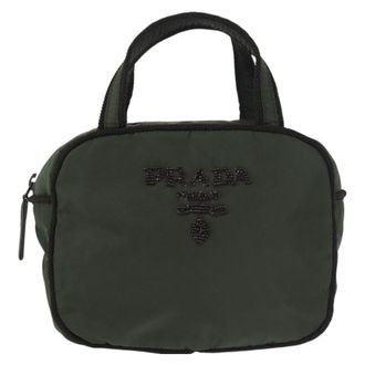 Prada Vintage Tessuto Khaki Nylon Handbag (Pre-Owned)