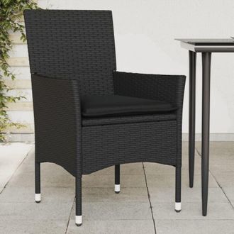 vidaXL Vidaxl - Sedie da Giardino con Cuscini 2 pz Nere in Polyrattan