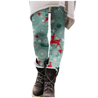 Generic Womens Christmas Novelty Print Legging Yoga Leggings Christmas Legging Snowflake Santa Reindeer Stretch Funny Yoga Pants Xmas Costume Ladies Winter Th