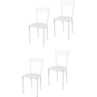 Tommychairs Tommychairs - Set 4 sedie modello Elegance per cucina bar e sala da pranzo, struttura in acciaio verniciata colore bianco e seduta