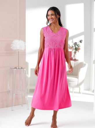Ascafa Nachthemd ASCAFA Nachthemd, Damen, Gr. 36/38, Normalgr&ouml;ssen, fuchsia, 50% Baumwolle, 50% Modal, Spitze:26% Polyamid, 74% Viskose, rn% 2 Teile mit unte