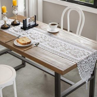 OEM Camino De Mesa, 33 X 183 Cm Camino De Mesa Blanco Bordado Con Borlas De Encaje, Ideal Para La Decoraci&oacute;n De Mesas