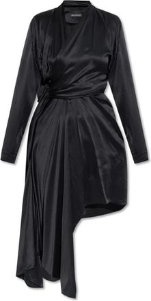 Balenciaga Asymmetrisch gesneden zijden jurk - Dames - Casual kleedjes - Zwart - XS - Kleedjes