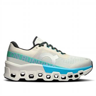 On Womens Cloudmonster 2 Running Shoes In Cream/horizon