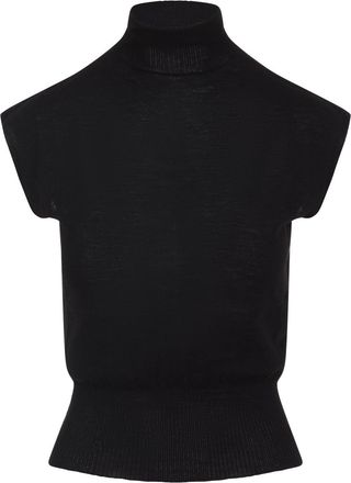 Rick Owens Black Virgin Wool Short Sleeves Turtle Top-Donna