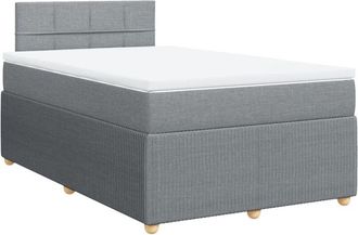 vidaXL Cama Box Spring Con Colch&oacute;n Tela Gris Claro 120x200 Cm Vidaxl