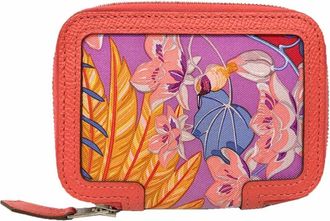 Hermès Rose Jaipur Silk Epsom Leather Coin Purse/Coin Case (Pre-Owned)