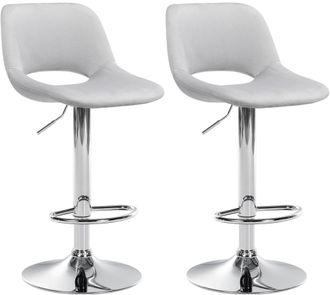 Clp Clp - Set De 2 Taburetes De Bar Camden En Terciopelo Gris Claro Metal Cromado