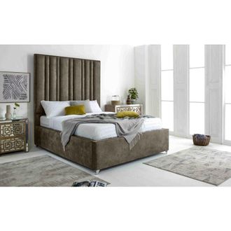 Casa Madrid Taupe Oakland Fabric Single Bed Frame