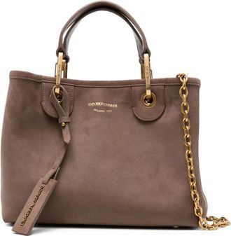 Emporio Armani Shopper met dubbel handvat en kettingband - Beige