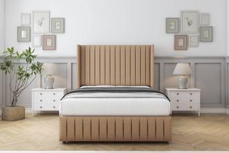 Comfort Beds Chester Dumfries Divan Set No Drawers-54 Wingback-Footboard in Light Brown | Size: Double