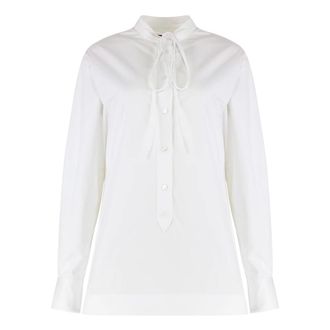 Gucci Katoenen Poplin Blouse - Dames - Blouses - Wit - S - Katoen - Overhemden