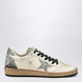 Golden Goose Silver/white Ballstar sneaker with glitter