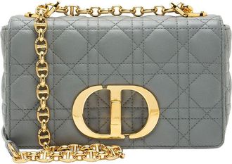 Dior Grey Calfskin Cannage Caro Small Shoulder Bag (Authentic Pre-Loved)