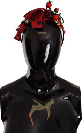 Dolce & Gabbana Red Tiara Berry Fruit Crystal Bow Hair Diadem Womens Headband