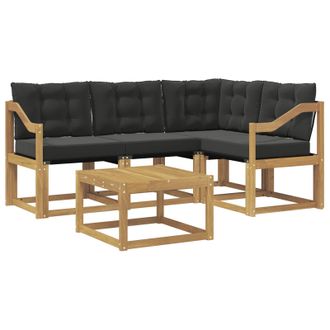 vidaXL Conjunto De Sof&aacute;s De Exterior Con Coj&iacute;n 5 Pcs Blanco Y Negro Vidaxl