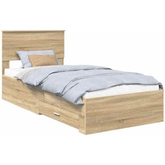 vidaXL Bed Frame with Drawer Sonoma Oak 100 x 200 cm Engineered Wood vidaXL