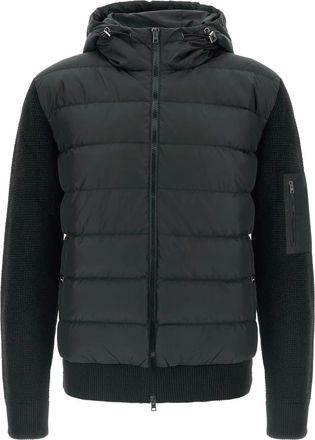 Herno hooded quilted-panel jacket - men - Wool - 58 - Black
