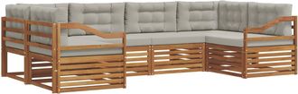 vidaXL Conjunto De Sof&aacute;s De Exterior 6 Uds. Gris Natural Y Claro Vidaxl