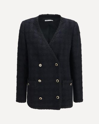 Alessandra Rich Double-breasted checked boucl&eacute; tweed Jacket Female 40