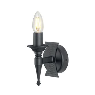 Netlighting Saxon 1 Light Indoor Candle Wall Light Black E14