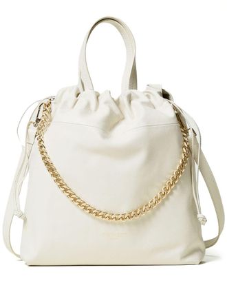 Twin-Set drawstring leather tote bag - women - Calf Leather/Polyester - OS - White
