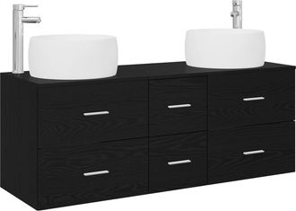 vidaXL Juego De Muebles De Ba&ntilde;o 3 Uds. Negro 49,5 X 44,5 X 66 Cm Vidaxl