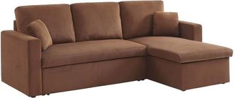 Sweeek Sofá cama de pana de 3 plazas, óxido