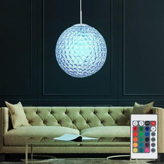 ETC Shop Lampada a sospensione a LED RGB da 9 watt Lampada a sospensione a sfera di cristallo con illuminazione che cambia colore