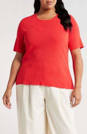 Tahari by ASL Short Sleeve Sweater in Grenadine at Nordstrom, Size 1X