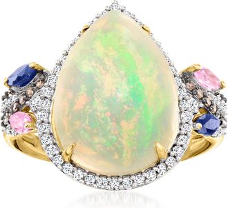 Ross-Simons Ethiopian Opal Ring With. Multicolored Diamonds and. Multicolored Sapphires in 14kt Yellow Gold