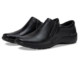 Clarks Cora Giny Womens Shoes Black Tumbled/Smooth Leather : 6.5 EE - Extra Wide, Textile/Leather