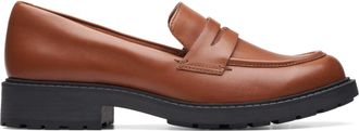 Clarks Womens Orinoco2 Penny Loafer, Dark Tan Leather, 5.5 UK