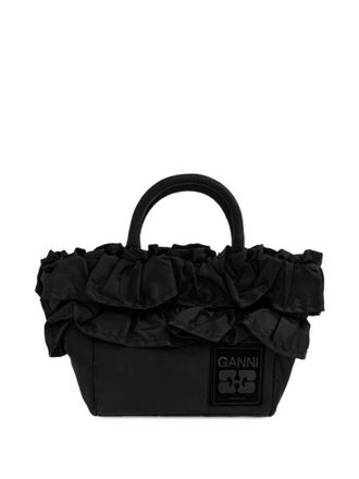 Ganni Black Ruffle Mini Tote