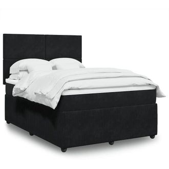 vidaXL Cama Box Spring Con Colch&oacute;n Terciopelo Negro 140x190 Cm Vidaxl