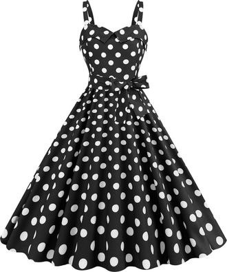 Generic Red Polka Dot Dress 1940s Dresses Women Cocktail Party Evening Prom Gown 1940s Fancy Dresses Vintage Rockabilly Off Shoulder Polka Dots A Line Swing M