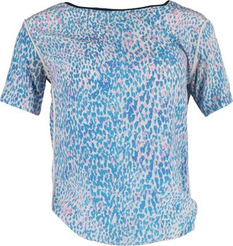 Sandro Sandro T-shirt met luipaardprint in blauwe zijde