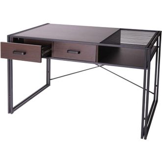Hhg Scrivania ufficio computer 453 mdf con cassetti 70x120x76cm legno scuro