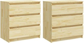 vidaXL Bedside Cabinets 2 pcs 60x36x64 cm Solid Pinewood Vidaxl