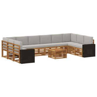 vidaXL Set Di Divani Da Esterno 11 Pz Naturale E Grigio Chiaro Vidaxl