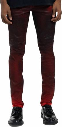 Purple Molten Lava Coated Denim Jeans In Red