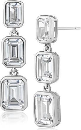 Kenneth Jay Lane Emerald Bezel Drop Earrings in Clear/silver at Nordstrom Rack