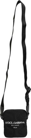 Dolce & Gabbana Messenger Bags, male, Black, Size: ONE SIZE Nylon Crossbody Bag with Rubberized Logo