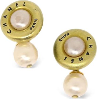 Chanel Gemelli placcati oro con finte perle 1994