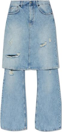 Acne Studios Layered Denim Broeken - Dames - Loose Fit Jeans - Blauw - L - Denim - Jeans