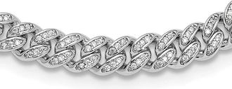 Diamond2Deal Sterling Silver Micro Pave Cubic Zirconia 6mm Curb Link Necklace 18