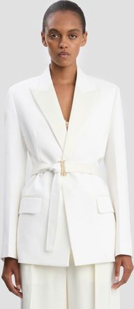 Victoria Beckham Belted Tailored Jacket In Ivory - 10 - Womens