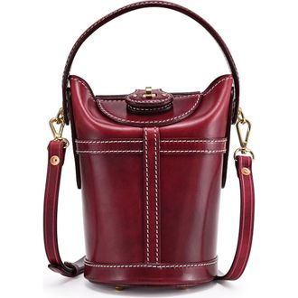 OLD TREND Begonia Genuine Leather Vintage Bucket Crossbody in Maroon at Nordstrom