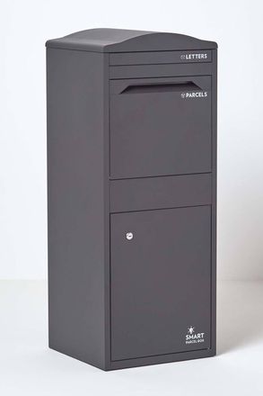 Homescapes Smart Parcel Box Large Curved Top Front Access Secure Delivery Box in Grey
