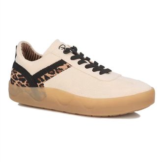 Ros Hommerson Womens Stella Stretch Knit Sneaker In Cream Tan Black